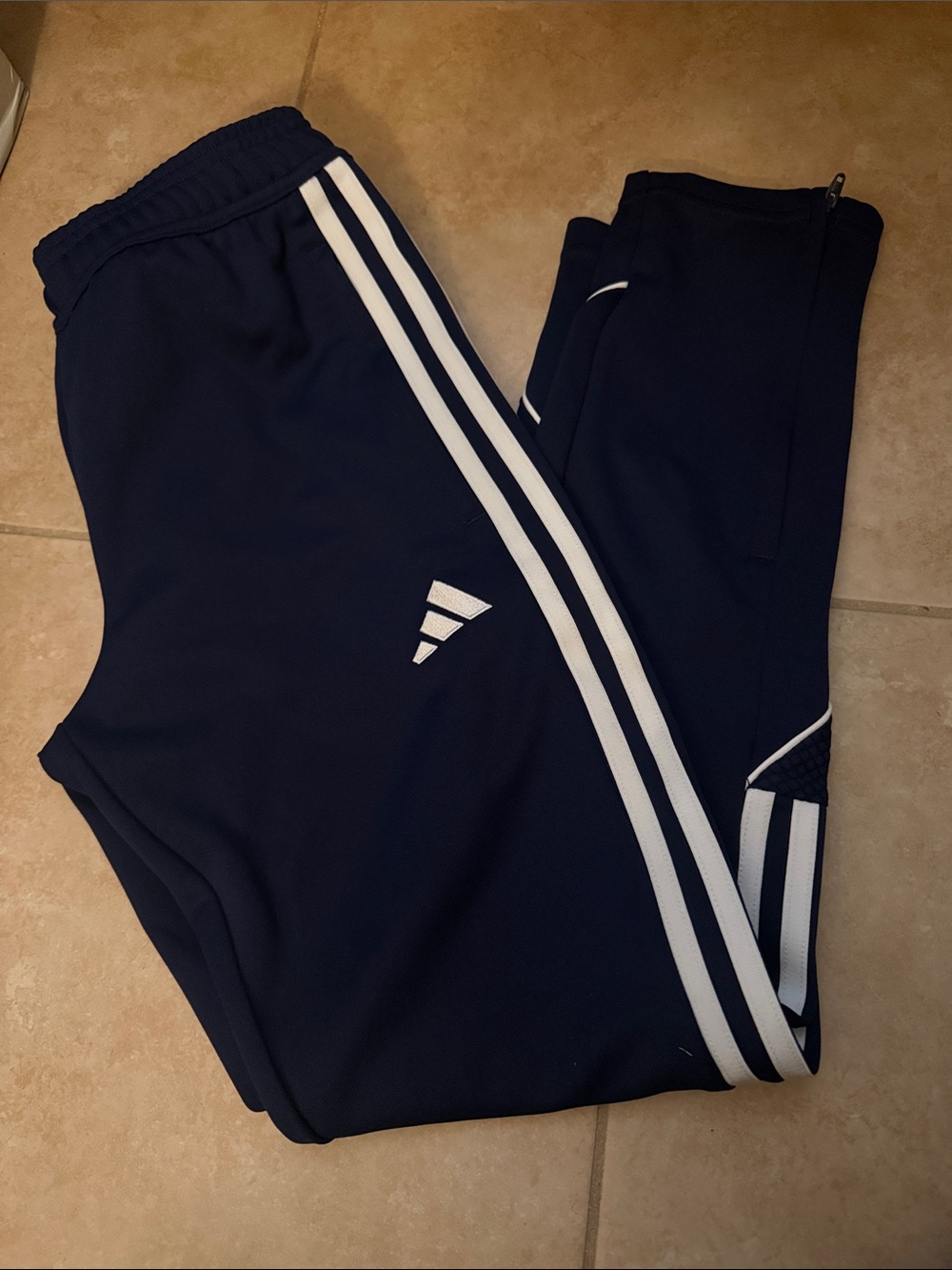 Navy blue kids adidas warm up pants